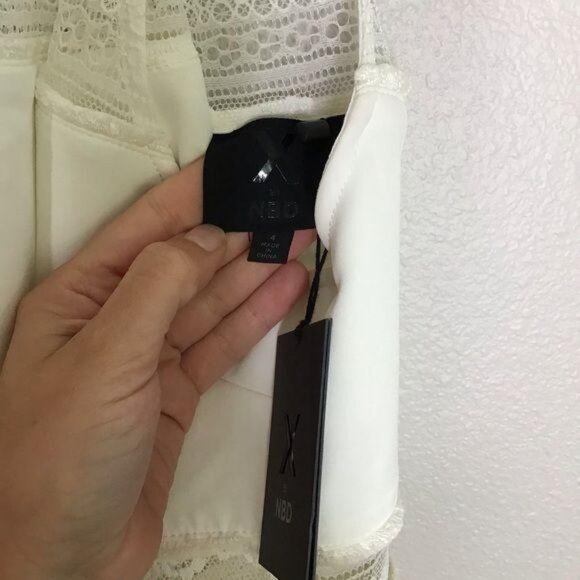 X by NBD Sawyer Dress in Ivory Lace Nude Revolve Mini Fringe Trim Size 4 New - Picture 6 of 10